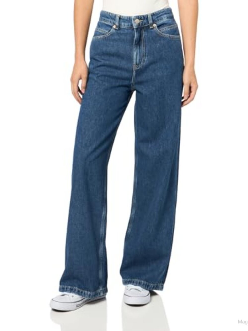 High Rise Wide Leg Jeans 100% Cotton Non-Stretch